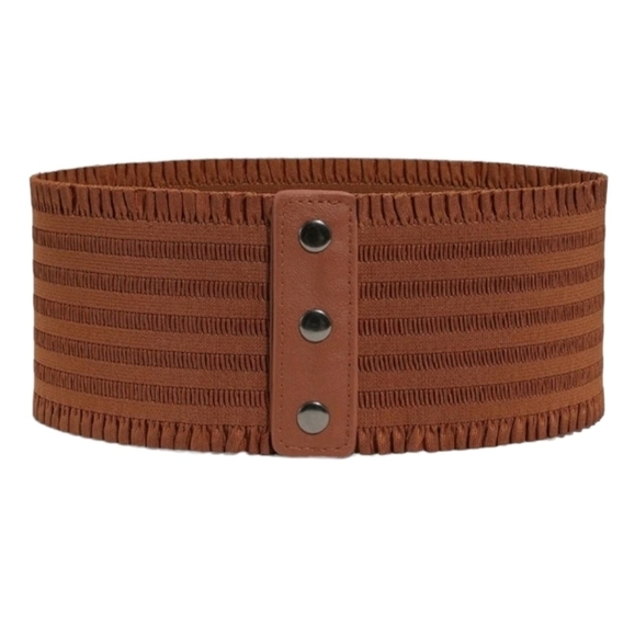 Plus size Ultra Wide Brown corset elastic boho stretch ren faire waist belt - Picture 9 of 9